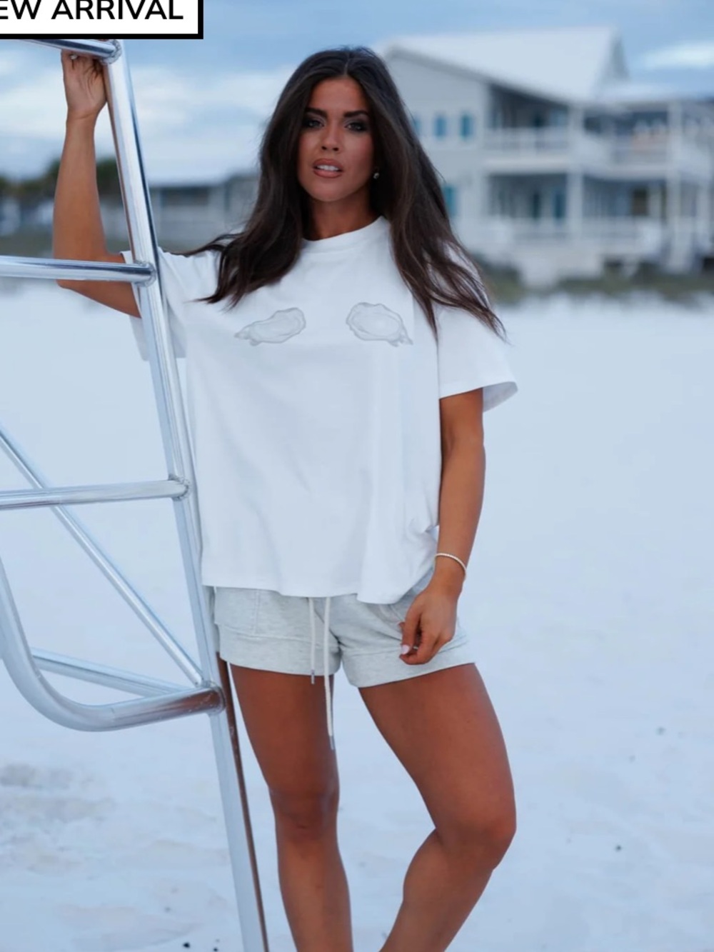 Oyster Print Graphic Tee in White